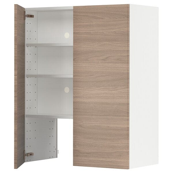 Ikea METOD - Hood wall unit with shelf/door, white/Brokhult light grey, ,
