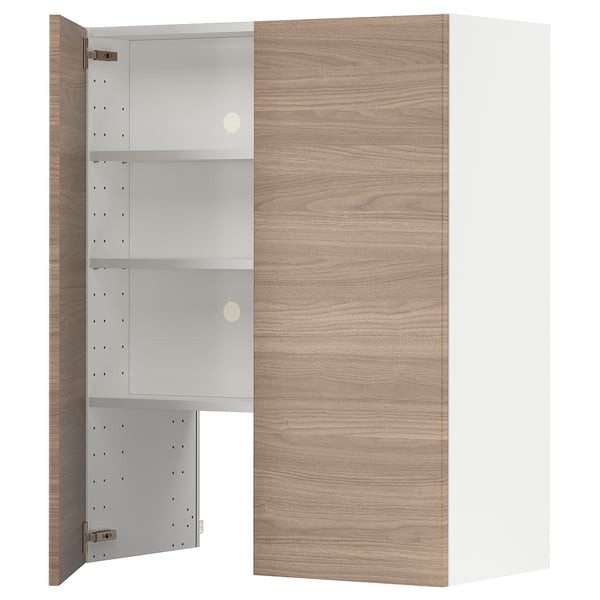 METOD wall cb f extr hood w shlf/door, white/Brokhult light grey