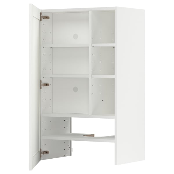METOD - METOD Wall cb f extr hood w shlf/door, white Enköping/white wood effect, 60x100 cm