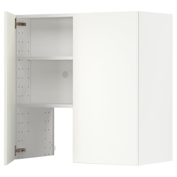 METOD - Wall cb f extr hood w shlf/door, white/Havstorp beige ,