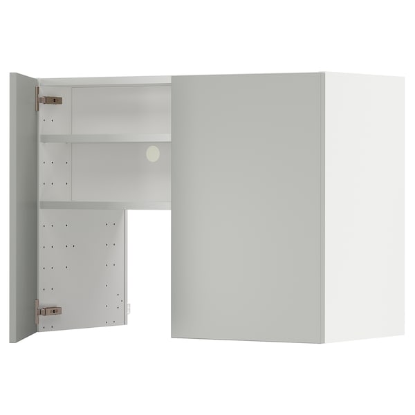 METOD - Wall cb f extr hood w shlf/door, white/Havstorp light grey, 80x60 cm