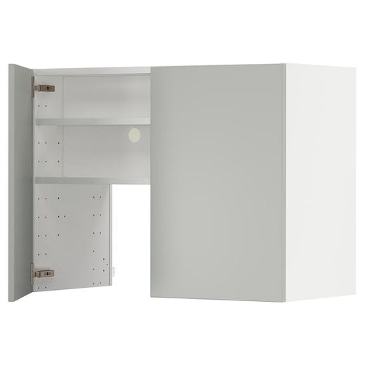 METOD wall cb f extr hood w shlf/door, white/Havstorp light grey, 80x60 cm