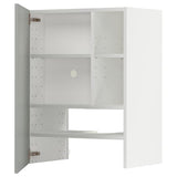 METOD wall cb f extr hood w shlf/door, white/Havstorp light grey, 60x80 cm