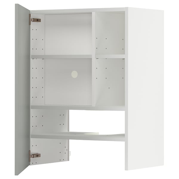 METOD wall cb f extr hood w shlf/door, white/Havstorp light grey, 60x80 cm