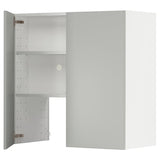 METOD wall cb f extr hood w shlf/door, white/Havstorp light grey, 80x80 cm