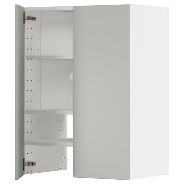 METOD wall cb f extr hood w shlf/door, white/Havstorp light grey, 60x80 cm