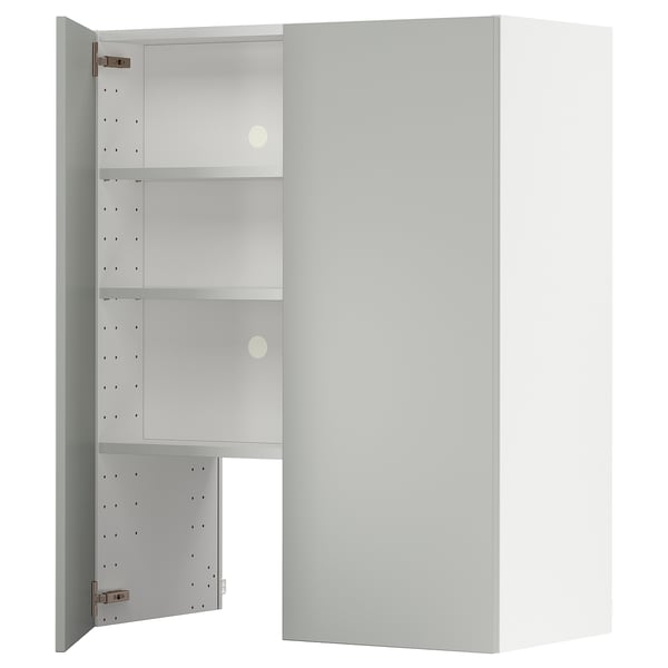 METOD wall cb f extr hood w shlf/door, white/Havstorp light grey, 80x100 cm