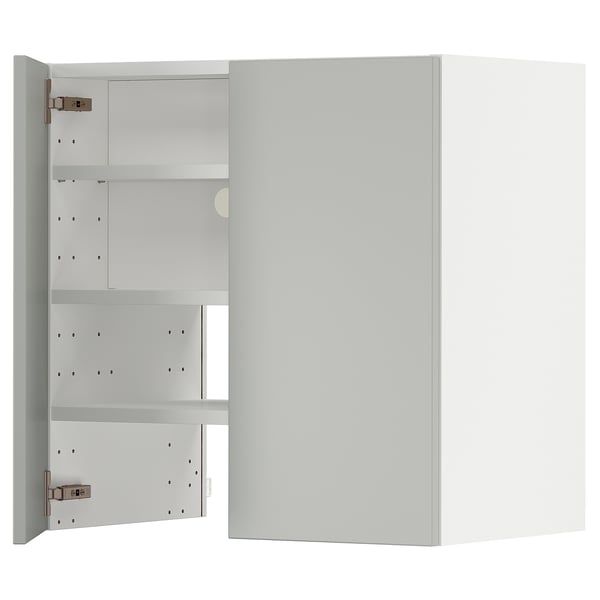 METOD - METOD Wall cb f extr hood w shlf/door, white/Havstorp light grey, 60x60 cm