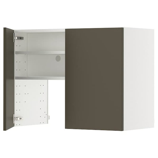 Ikea METOD - Wall cb f extr hood w shlf/door, white/Havstorp brown-beige, 80x60 cm