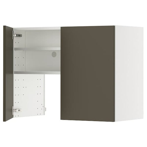 METOD - Wall cb f extr hood w shlf/door, white/Havstorp brown-beige, 80x60 cm