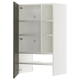 METOD wall cb f extr hood w shlf/door, white/Havstorp brown-beige, 60x100 cm