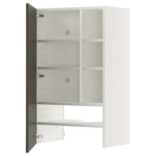 Ikea METOD - Wall cb f extr hood w shlf/door, white/Havstorp brown-beige, 60x100 cm