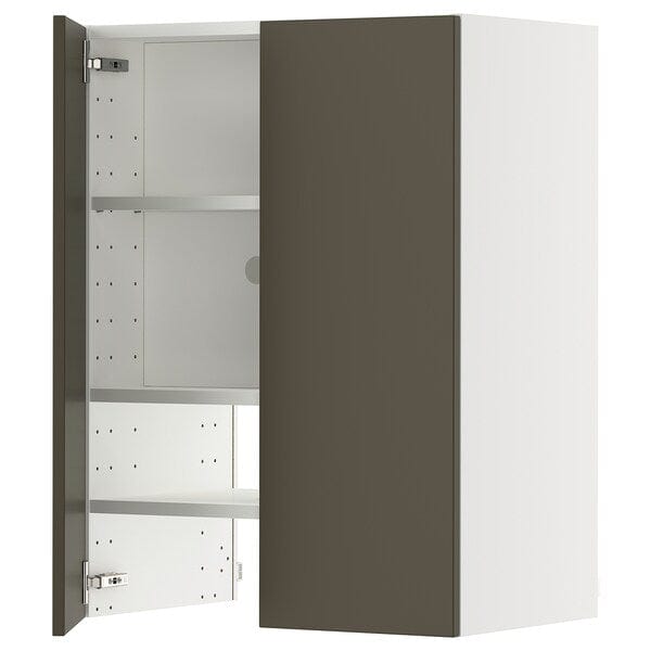 Ikea METOD - Wall cb f extr hood w shlf/door, white/Havstorp brown-beige, 60x80 cm