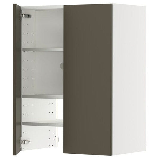 Ikea METOD - Wall cb f extr hood w shlf/door, white/Havstorp brown-beige, 60x80 cm