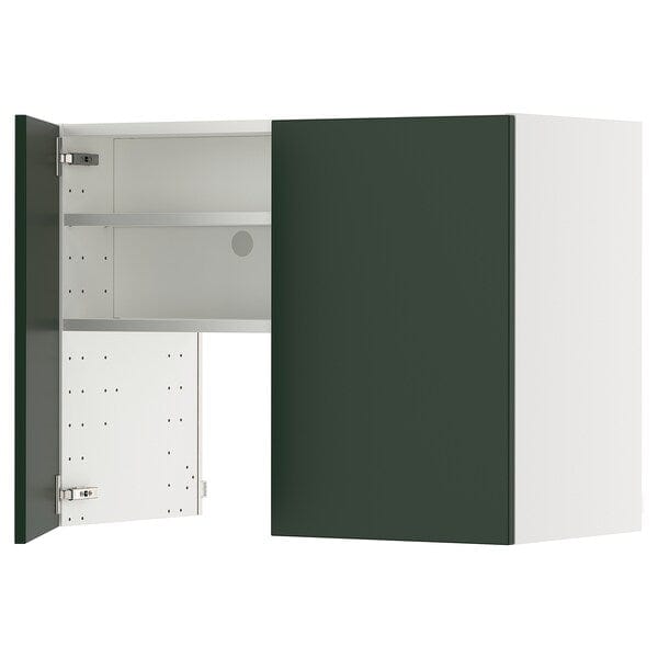 METOD - METOD Wall cb f extr hood w shlf/door, white/Havstorp deep green, 80x60 cm