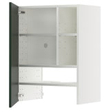 METOD wall cb f extr hood w shlf/door, white/Havstorp deep green, 60x80 cm