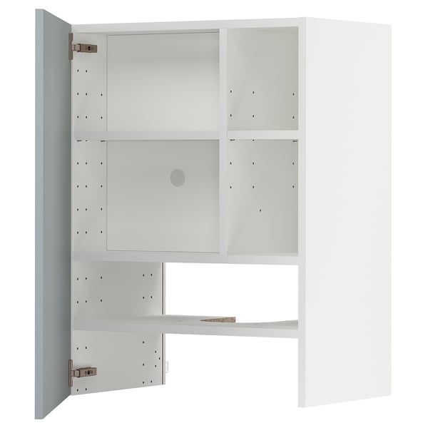 METOD - METOD Wall cb f extr hood w shlf/door, white/Kallarp light grey-blue, 60x80 cm