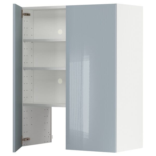 Ikea METOD - Wall cb f extr hood w shlf/door, white/Kallarp light grey-blue, 80x100 cm