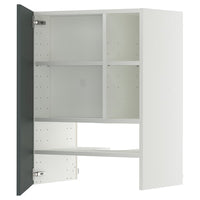 METOD wall cb f extr hood w shlf/door, white/Kallarp high-gloss dark grey-green, 60x80 cm