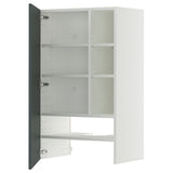 METOD wall cb f extr hood w shlf/door, white/Kallarp high-gloss dark grey-green, 60x100 cm