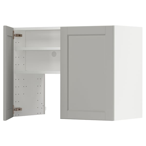 METOD - Wall cb f extr hood w shlf/door, white/Lerhyttan light grey , 80x60 cm