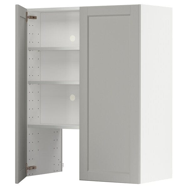 Ikea METOD - Wall cb f extr hood w shlf/door, white/Lerhyttan light grey , 80x100 cm