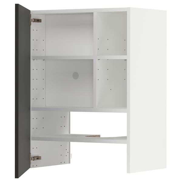 METOD - METOD Wall cb f extr hood w shlf/door, white/Nickebo matt anthracite, 60x80 cm