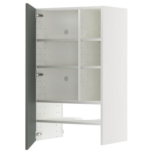 Ikea METOD - Wall cb f extr hood w shlf/door, white/Nickebo matt grey-green, 60x100 cm