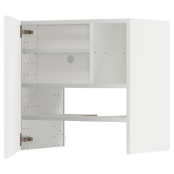 METOD - METOD Wall cb f extr hood w shlf/door, white/Ringhult light grey, 60x60 cm