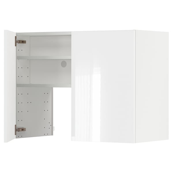 METOD wall cb f extr hood w shlf/door, white/Ringhult light grey, 80x60 cm