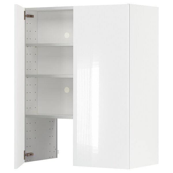 Ikea METOD - Wall cb f extr hood w shlf/door, white/Ringhult light grey, 80x100 cm