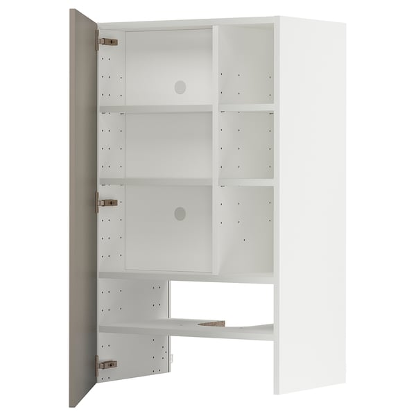 METOD - METOD Wall cb f extr hood w shlf/door, white/Stensund beige, 60x100 cm