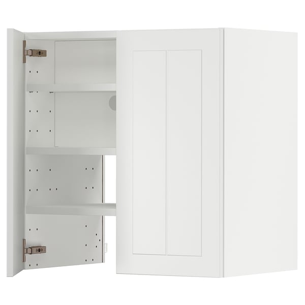 METOD wall cb f extr hood w shlf/door, white/Stensund white, 60x60 cm