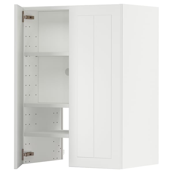 METOD wall cb f extr hood w shlf/door, white/Stensund white, 60x80 cm
