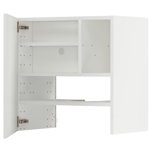 METOD wall cb f extr hood w shlf/door, white/Stensund white, 60x60 cm