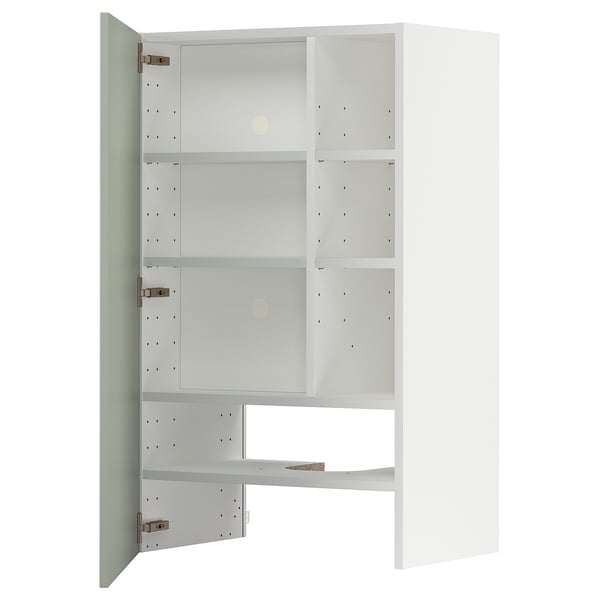 METOD wall cb f extr hood w shlf/door, white/Stensund light green, 60x100 cm