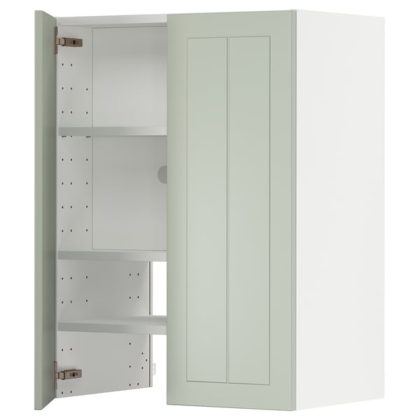METOD - METOD Wall cb f extr hood w shlf/door, white/Stensund light green, 60x80 cm