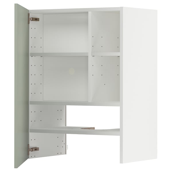 METOD wall cb f extr hood w shlf/door, white/Stensund light green, 60x80 cm