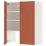 METOD wall cb f extr hood w shlf/door, white/Terrsjö red-brown wave pattern, 80x100 cm