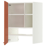 METOD wall cb f extr hood w shlf/door, white/Terrsjö red-brown wave pattern, 60x80 cm