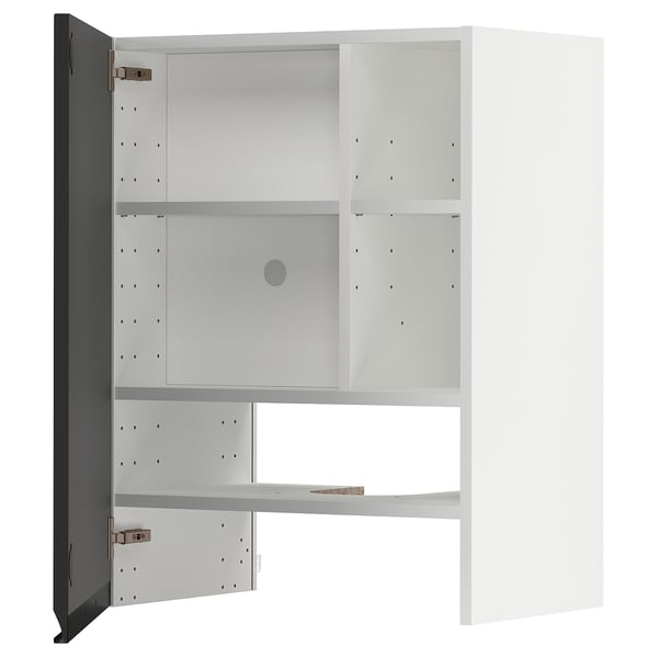 METOD wall cb f extr hood w shlf/door, white/Upplöv matt anthracite, 60x80 cm