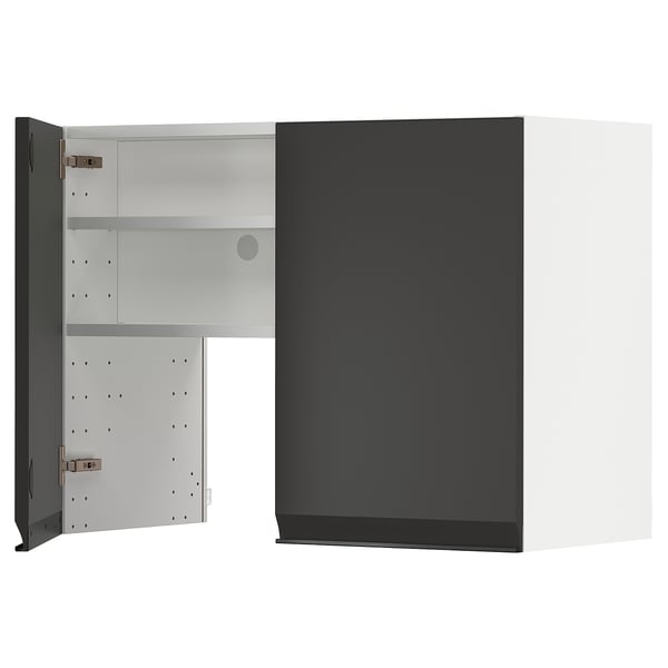 METOD wall cb f extr hood w shlf/door, white/Upplöv matt anthracite, 80x60 cm