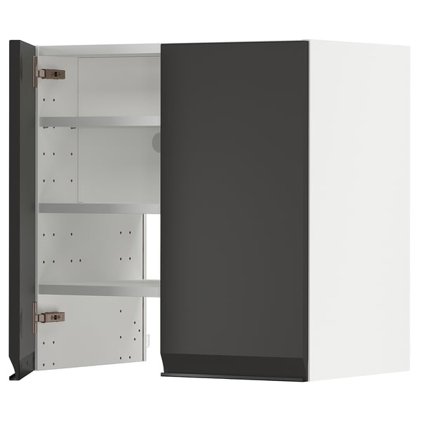 METOD wall cb f extr hood w shlf/door, white/Upplöv matt anthracite, 60x60 cm