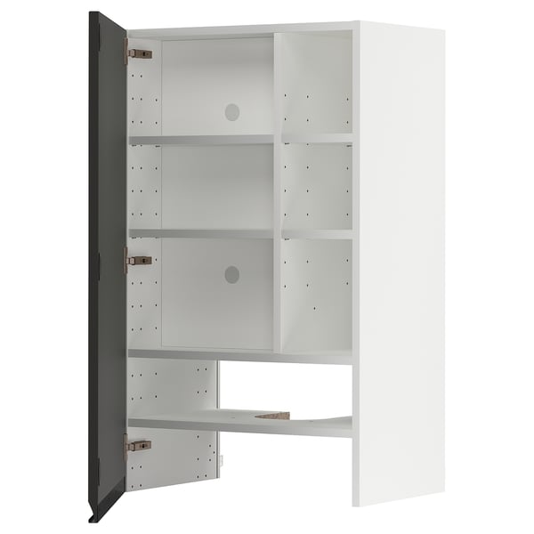 METOD wall cb f extr hood w shlf/door, white/Upplöv matt anthracite, 60x100 cm