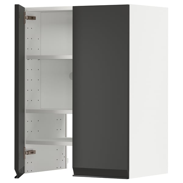 METOD - Wall cb f extr hood w shlf/door, white/Upplöv matt anthracite , 60x80 cm