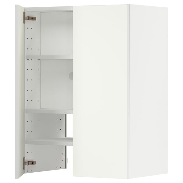 METOD wall cb f extr hood w shlf/door, white/Vallstena white, 60x80 cm