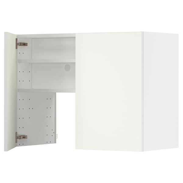 METOD wall cb f extr hood w shlf/door, white/Voxtorp oak effect, 80x60 cm