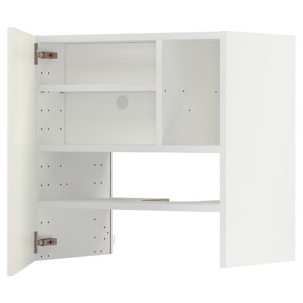 METOD - METOD Wall cb f extr hood w shlf/door, white/Veddinge white, 60x60 cm