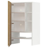 METOD wall cb f extr hood w shlf/door, white/Voxtorp oak effect, 60x100 cm