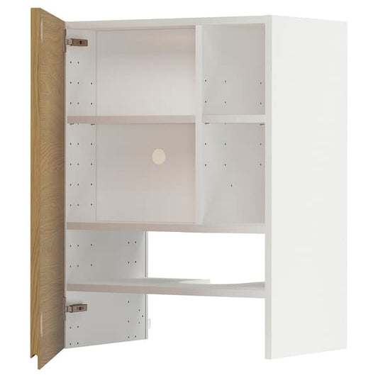 Ikea METOD - Wall cb f extr hood w shlf/door, white/Voxtorp oak effect, 60x80 cm